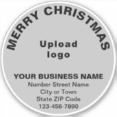 ビジネスのクリスマスグリーティングオングレーラウンドビニール シール (正面)