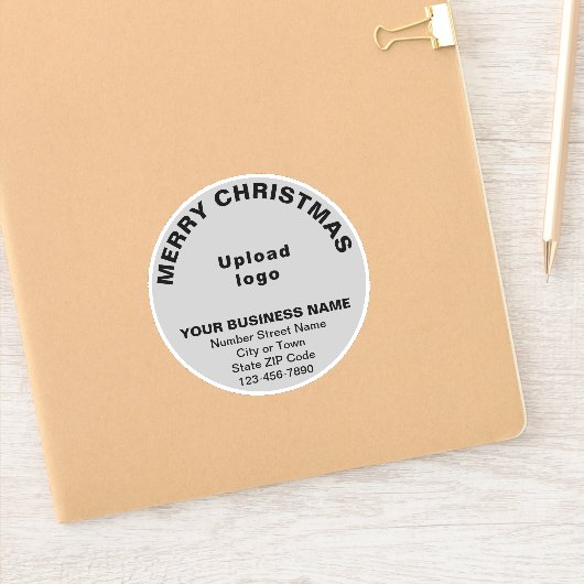 ビジネスのクリスマスグリーティングオングレーラウンドビニール シール (ノートブック)