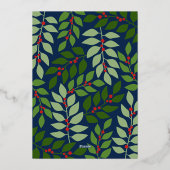 ビジネスのクリスマスグリーティンメリーグ – 海軍 箔シーズンカード (裏面)