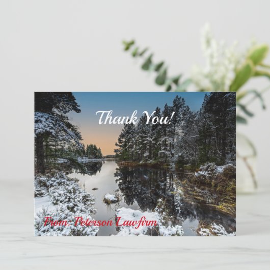 ビジネスのクリスマスサンキューウィンターランドスケープ サンキューカード (スタンド正面)