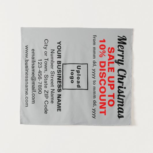 ビジネスのクリスマスセールのグレーのタペストリー タペストリー (正面(横))