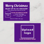 ビジネスのクリスマスパープル割引カード 割引カード (正面/裏面)