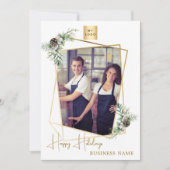 ビジネスのクリスマスフォト幾何学的金ゴールド モダン シーズンカード (正面)