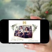 ビジネスのクリスマスフォト幾何学的金ゴールド モダン シーズンカード