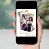 ビジネスのクリスマスフォト幾何学的金ゴールド モダン シーズンカード