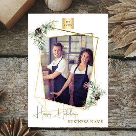 ビジネスのクリスマスフォト幾何学的金ゴールド モダン シーズンカード