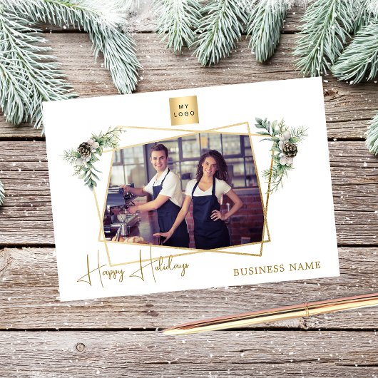 ビジネスのクリスマスフォト幾何学的金ゴールド モダン シーズンカード