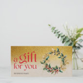 ビジネスのクリスマスリースギフト証明書伝票 (スタンド正面)