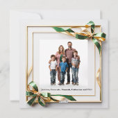 ビジネスのクリスマス弓の緑の金ゴールド写真ロゴ シーズンカード (裏面)