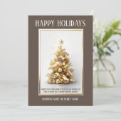 ビジネスのクリスマス金ゴールドクリスマスツリー写真qr シーズンカード (スタンド正面)