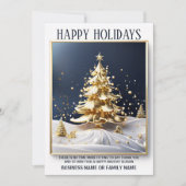 ビジネスのクリスマス金ゴールドホワイトラグジュアリーツリー写真qr シーズンカード (正面)