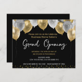 ビジネスのグランドオープンは金と黒で飾られている 招待状 (正面/裏面)