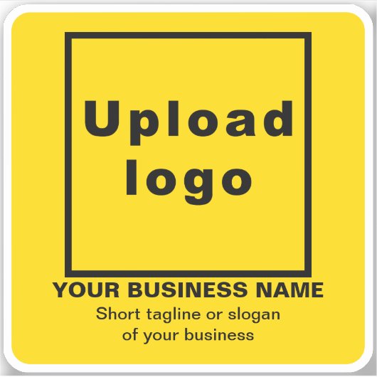 ビジネスのタグラインの黄色の正方形ビニールステッカー シール (正面)