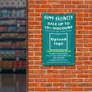 ビジネスのハロウィーン販売のティール(緑がかった色)グリーンバナー 横断幕