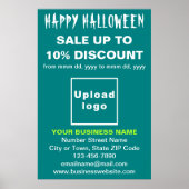 ビジネスのハロウィーン販売のティール（緑がかった色）グリーンポスター ポスター (正面)