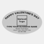 ビジネスのバレンタインのグリーティンググレー楕円ステッカー 楕円形シール (正面)