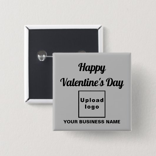 ビジネスのバレンタインの挨拶を灰色の四角いボタン 缶バッジ (正面&裏面)