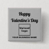 ビジネスのバレンタインの挨拶を灰色の四角いボタン 缶バッジ (正面)