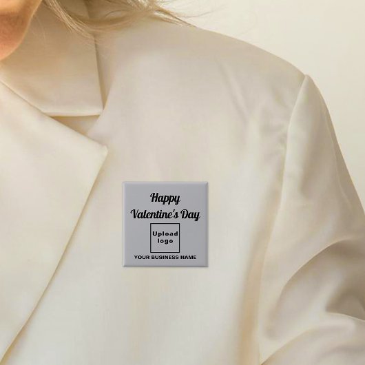 ビジネスのバレンタインの挨拶を灰色の四角いボタン 缶バッジ