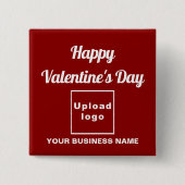 ビジネスのバレンタインの挨拶を赤い四角のボタン 缶バッジ (正面)