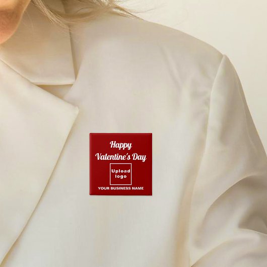 ビジネスのバレンタインの挨拶を赤い四角のボタン 缶バッジ