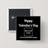 ビジネスのバレンタインの挨拶を黒い四角のボタン 缶バッジ (正面&裏面)