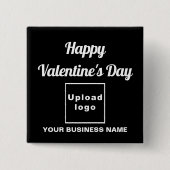 ビジネスのバレンタインの挨拶を黒い四角のボタン 缶バッジ (正面)