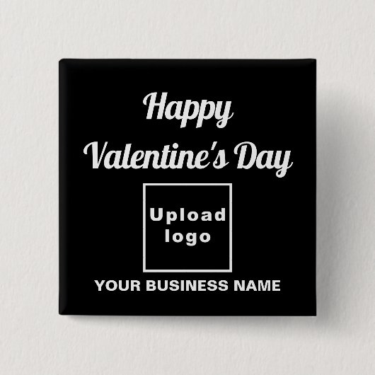 ビジネスのバレンタインの挨拶を黒い四角のボタン 缶バッジ (正面)