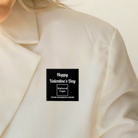 ビジネスのバレンタインの挨拶を黒い四角のボタン 缶バッジ