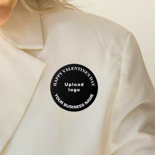 ビジネスのバレンタインの挨拶を黒丸ボタンで開く 缶バッジ