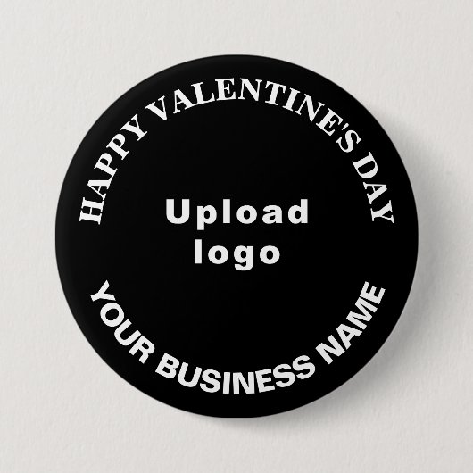 ビジネスのバレンタインの挨拶を黒丸ボタンで開く 缶バッジ (正面)