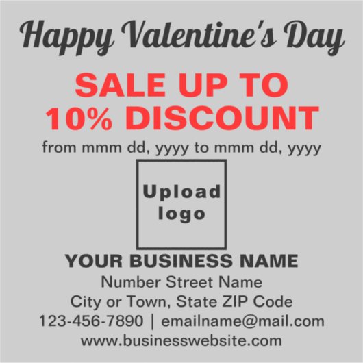 ビジネスのバレンタインセールのグレービニールステッカー シール (正面)