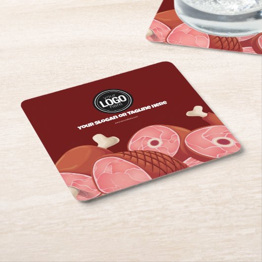 ビジネスのパーソナライズ |肉屋 スクエアペーパーコースター (アングル)