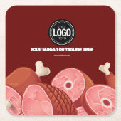 ビジネスのパーソナライズ |肉屋 スクエアペーパーコースター (正面)