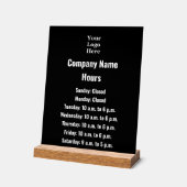 ビジネスのブラックおよびホワイトロゴの営業時間 アクリルサイン (傾斜)