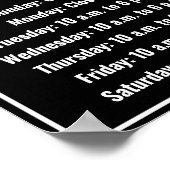 ビジネスのブラックおよびホワイトロゴの営業時間 ポスター (角)