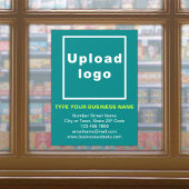 ビジネスのブランドティール（緑がかった色）の緑の窓にしがみつく ウィンドウサイン