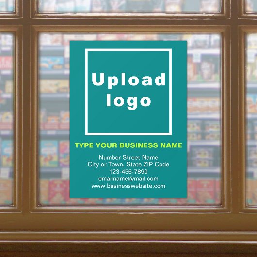 ビジネスのブランドティール（緑がかった色）の緑の窓にしがみつく ウィンドウサイン