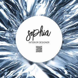 ビジネスのミニマリストブラシスクリプトホワイト ラウンドシール