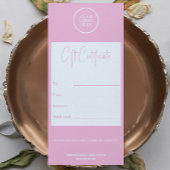 ビジネスのミニマルモダンリストピンクのギフト証明書