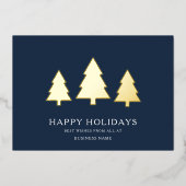 ビジネスのモダンクリスマスネイビー 箔シーズンカード (正面)
