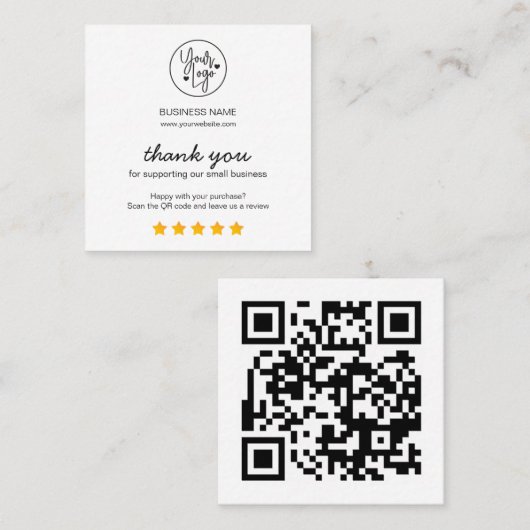 ビジネスのレビューQRコードレビューリンク スクエア名刺 (正面/裏面)