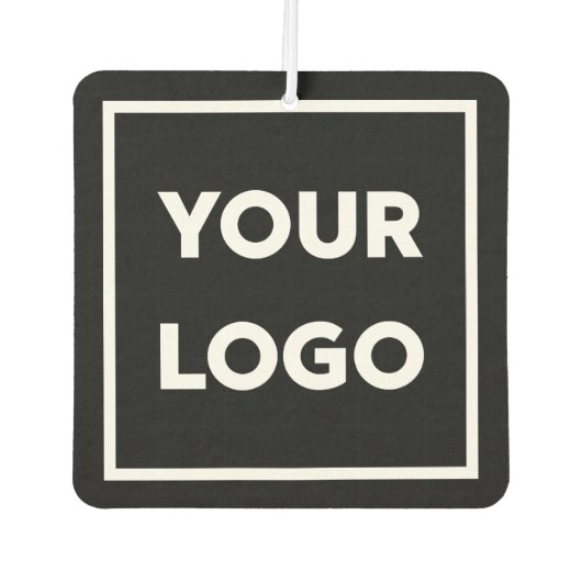 ビジネスのロゴとカスタム文字をブラックで表示 カーエアーフレッシュナー (正面)