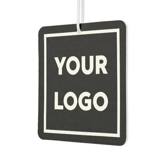 ビジネスのロゴとカスタム文字をブラックで表示 カーエアーフレッシュナー (左)