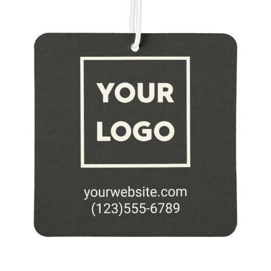 ビジネスのロゴとカスタム文字をブラックで表示 カーエアーフレッシュナー (裏面)