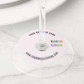 ビジネスのロゴとカスタム文字ワイングラスラベル ワイングラスタグ (クローズアップ)