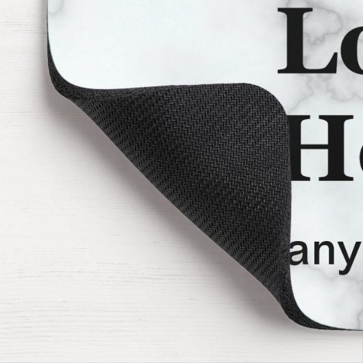 ビジネスのロゴと名前フェイク白い大理石テンプレート マウスパッド (コーナー)