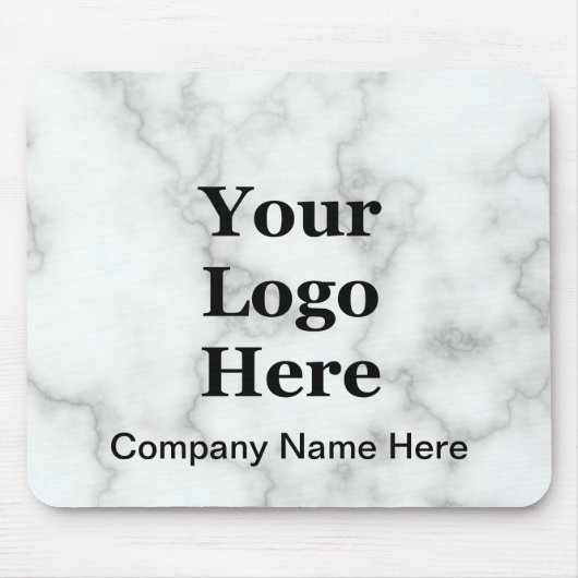 ビジネスのロゴと名前フェイク白い大理石テンプレート マウスパッド (正面)