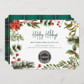 ビジネスのロゴのクリスマス社員の手配 シーズンカード (正面/裏面)