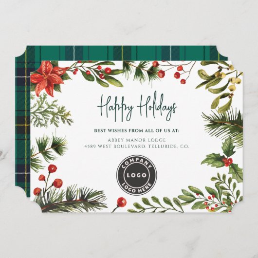 ビジネスのロゴのクリスマス社員の手配 シーズンカード (正面/裏面)